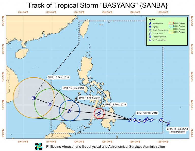 8 areas under signal no. 2 due to Tropical Storm Basyang