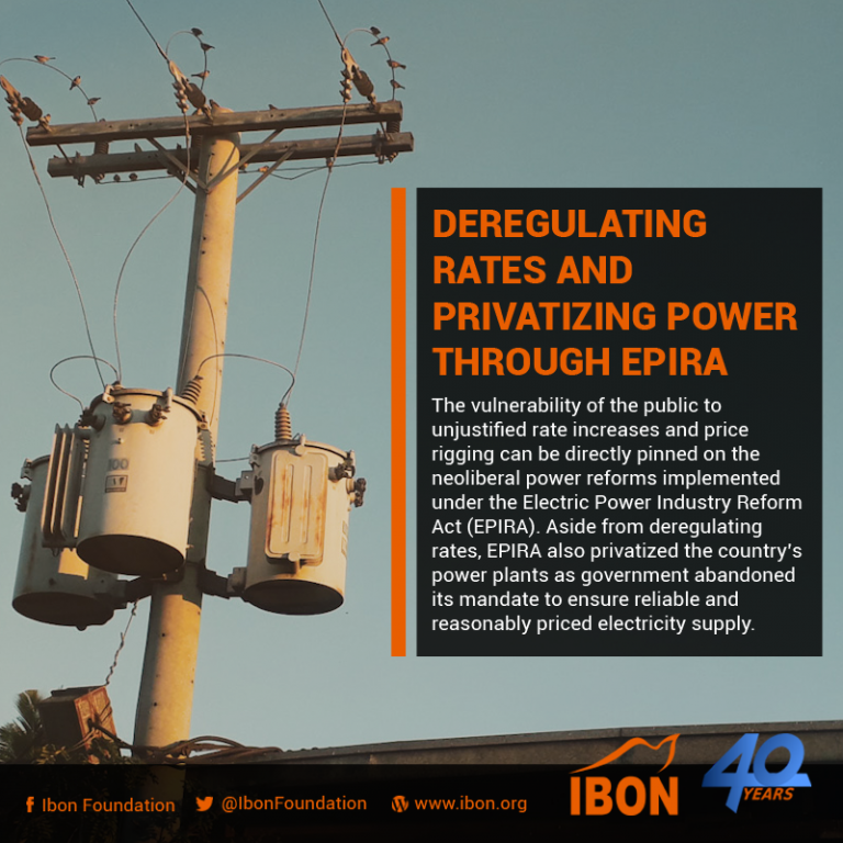 Deregulating rates and privatizing power through EPIRA