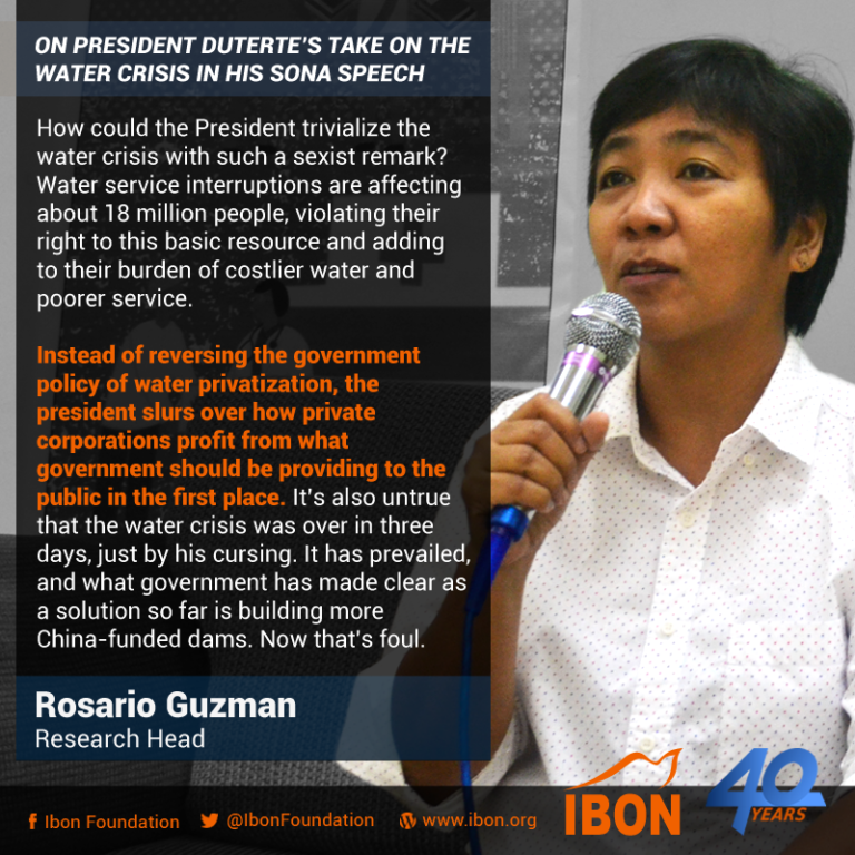 On President Duterte’s take on the water crisis in his SONA speech