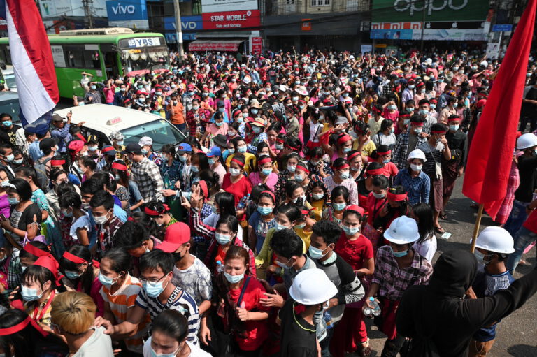 Thousands protest Myanmar coup despite internet ban