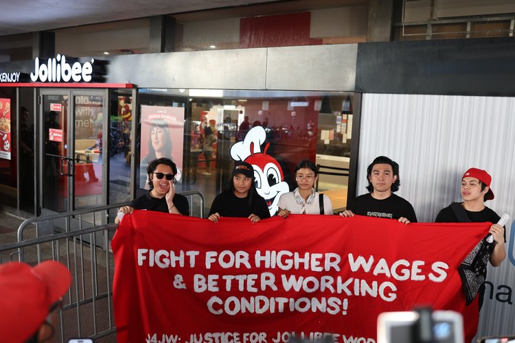 Former Jollibee Workers Protest at Restaurant after Being Illegally Terminated