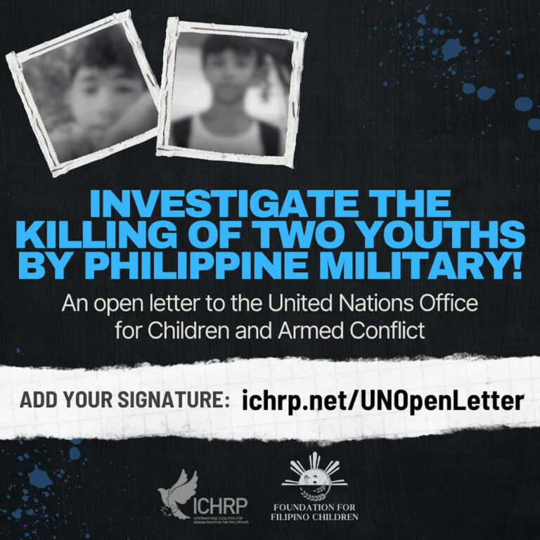 SIGN THE OPEN LETTER ON THE KILLING OF TWO YOUTHS BY PHILIPPINE MILITARY